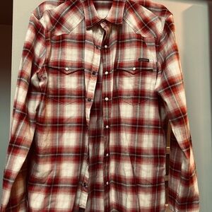 Lucky Brand Red and White Plaid Shirt